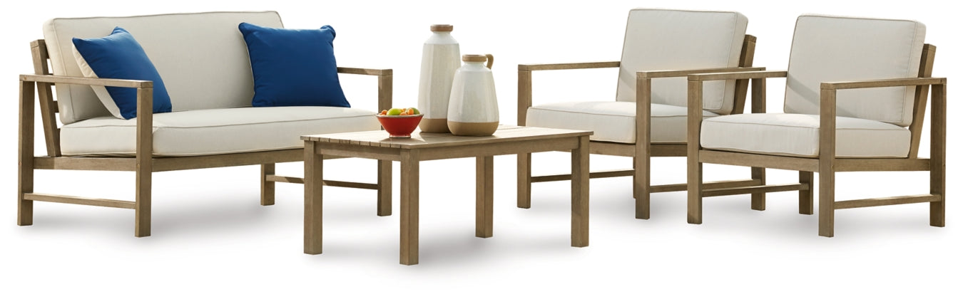 Outdoor Loveseat and 2 Chairs with Coffee Table PKG013819 (P349-034,P349-821) ASH