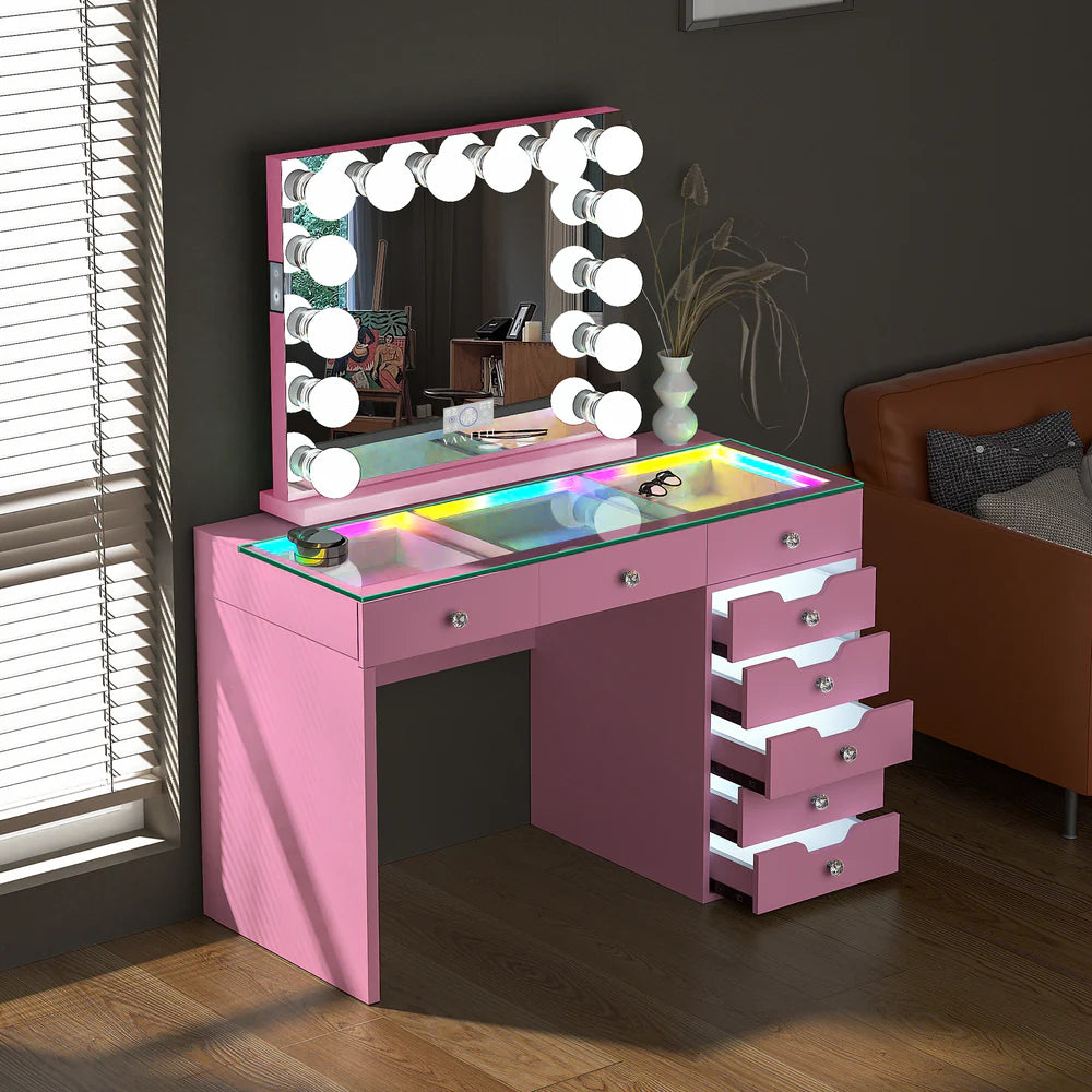 VANITY DESK & MIRROR WITH 8 DRAWERS VNT DNA