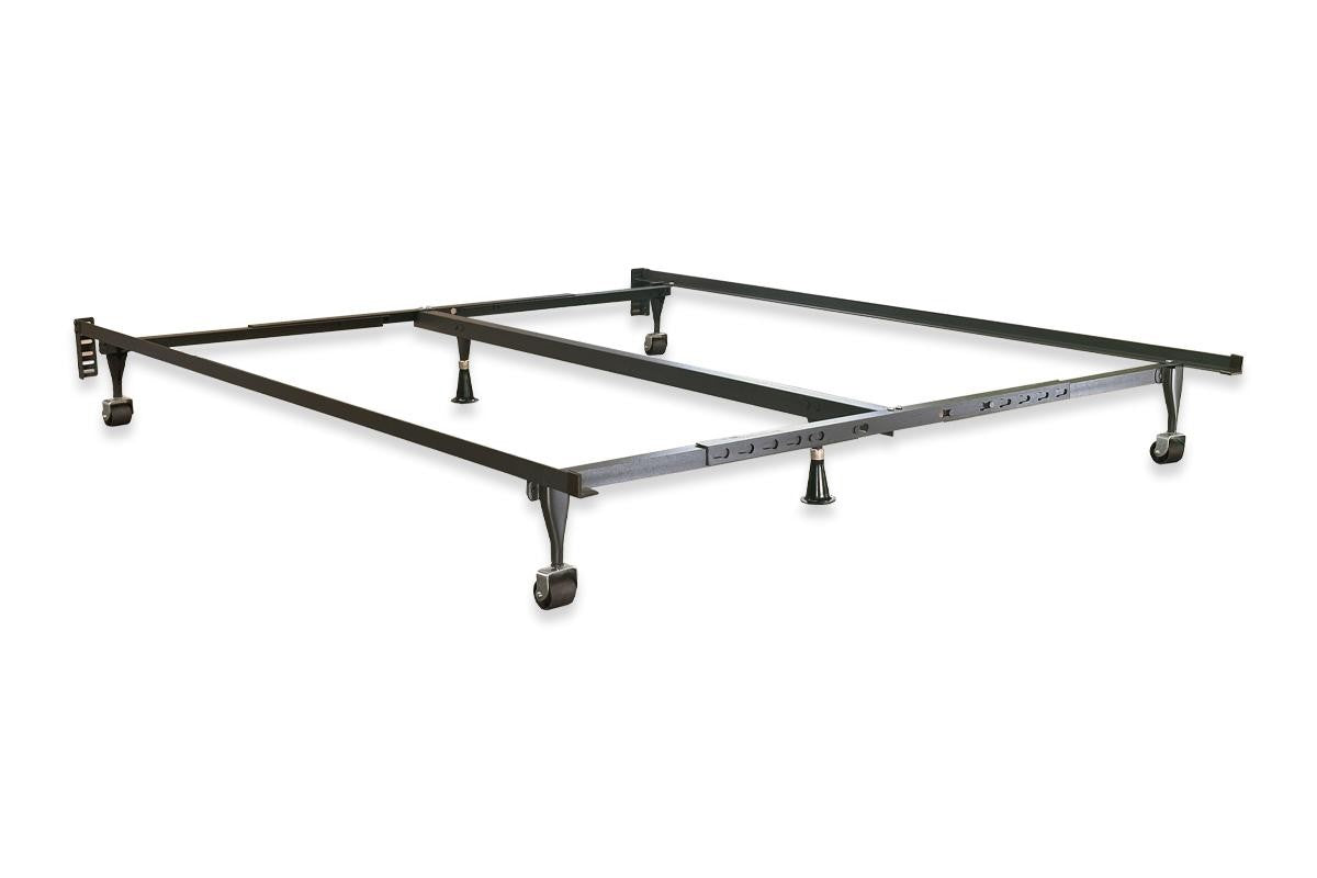 Queen/ Cal/ Ek Frame 4 Legs W/Rollers- Center Support - Dark Brown