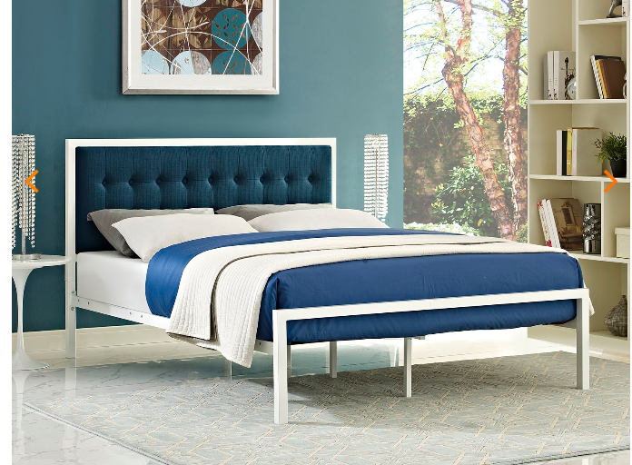 KING BED FRAME MOD-5456-WHI-AZU