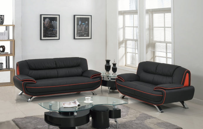 2PCS BLACK SOFA AND LOVESEAT #405GU