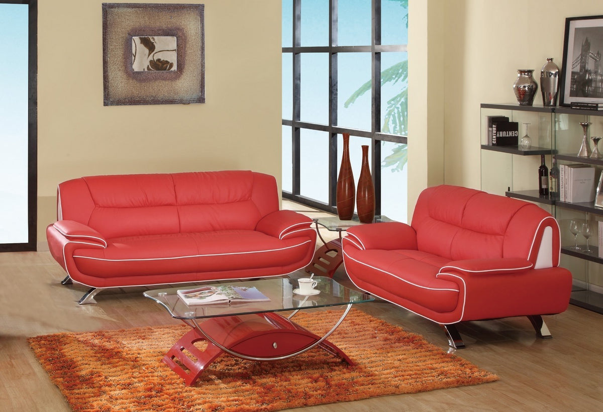 2PCS RED SOFA AND LOVESEAT #405GU