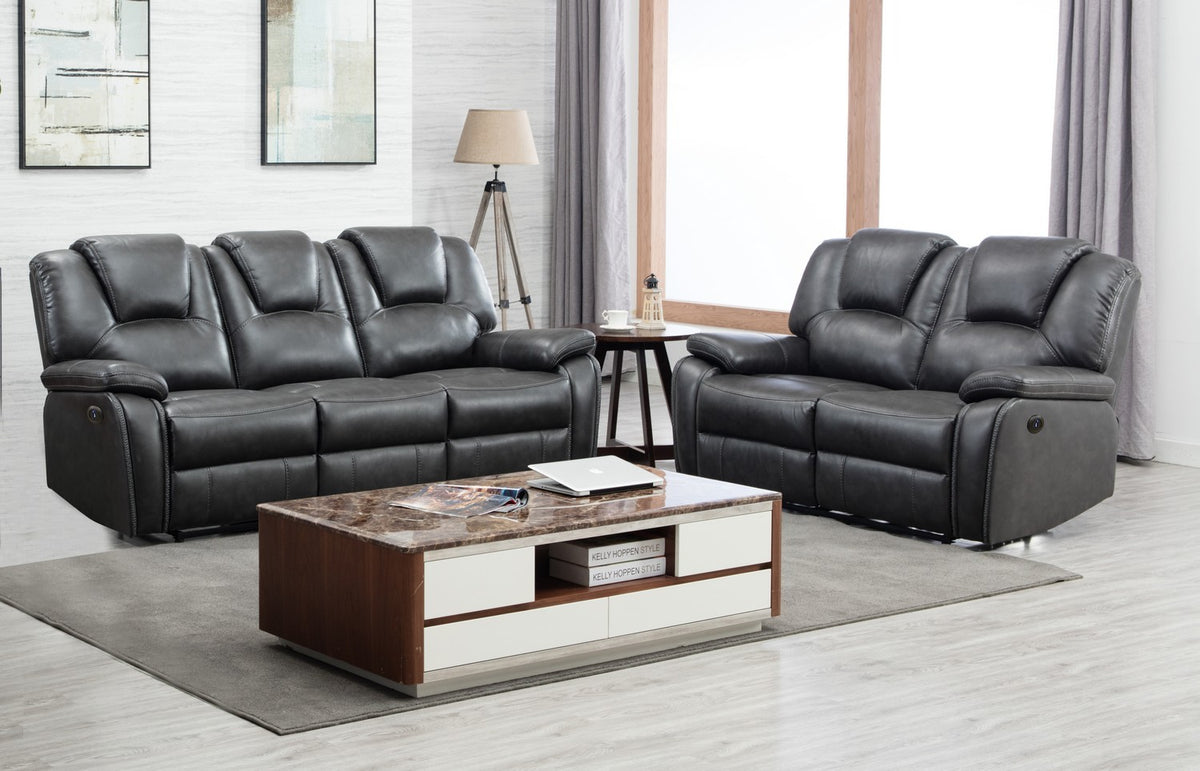 2PCS GRAY POWER RECLINING SOFA AND LOVESEAT #7993GU