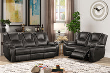Load image into Gallery viewer, SOFA &amp; LOVESEAT POWER RECLINER AIR LEATHERETTE DARK GRAY ML8089