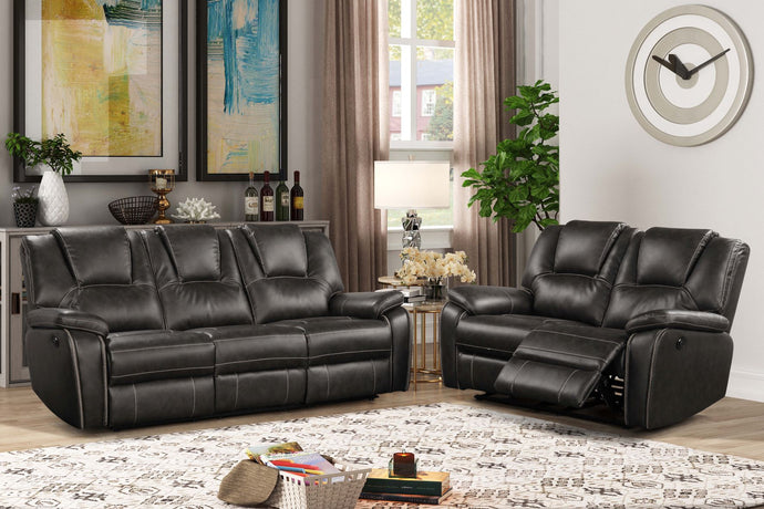 SOFA & LOVESEAT POWER RECLINER AIR LEATHERETTE DARK GRAY ML8089
