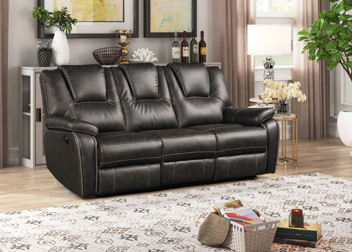 SOFA & LOVESEAT POWER RECLINER AIR LEATHERETTE DARK GRAY ML8089
