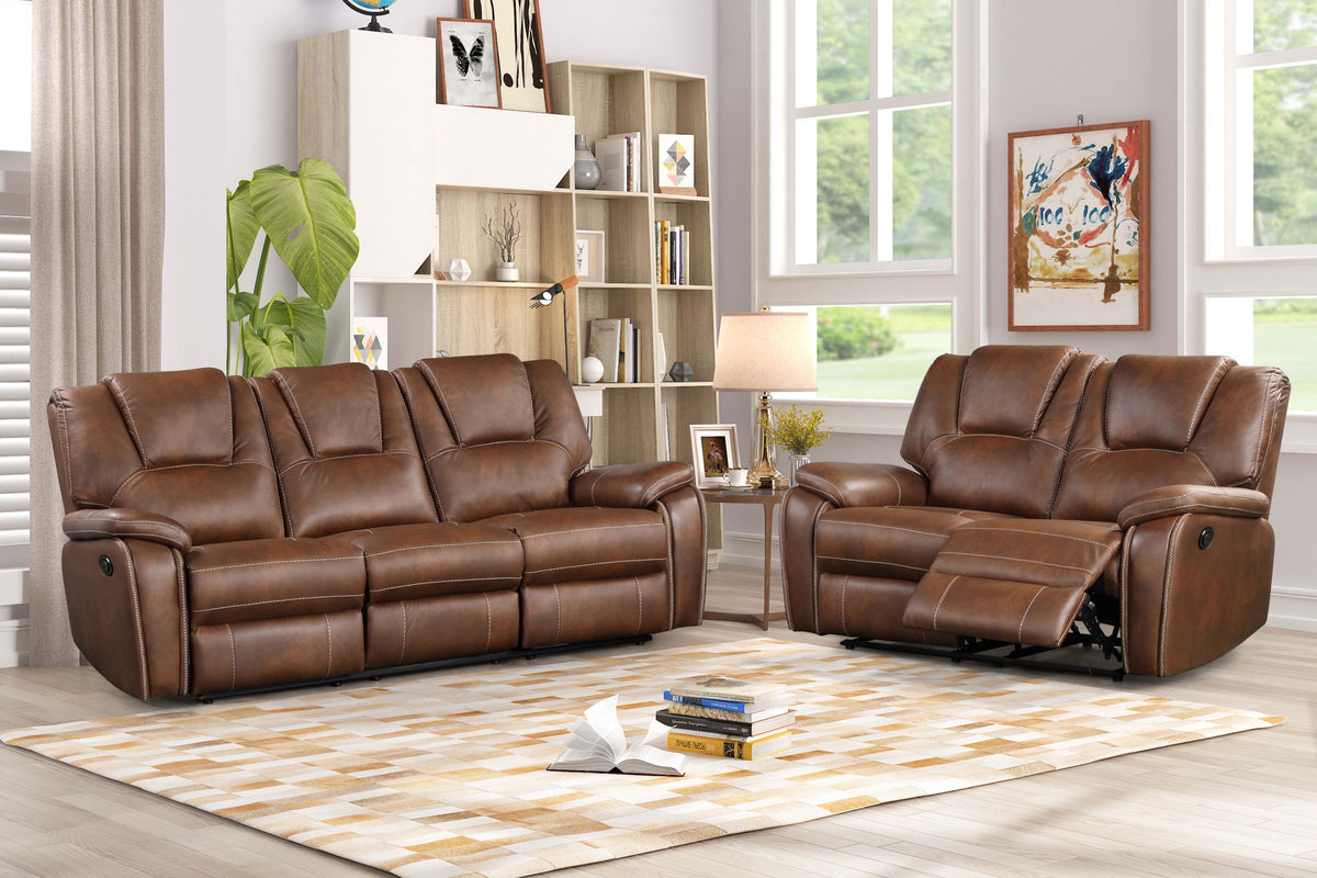 SOFA & LOVESEAT POWER RECLINER AIR LEATHERETTE DARK GRAY ML8089