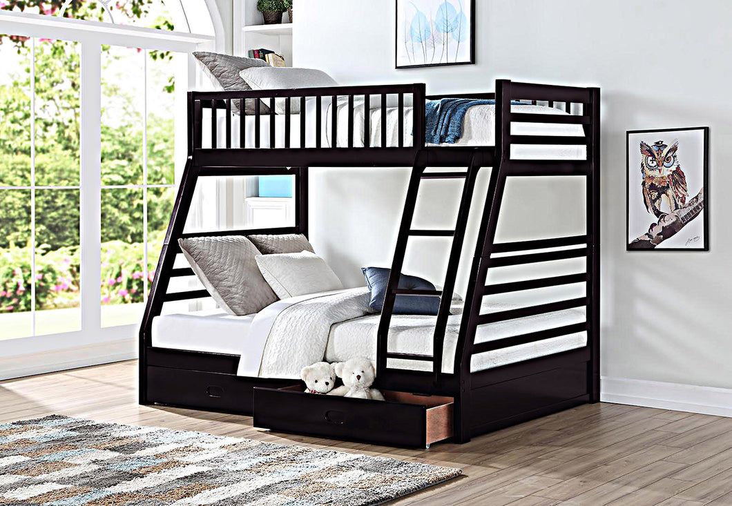 Twin/Full Bunk Bed w/ Drawers - Espresso AD-840