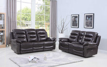Load image into Gallery viewer, 2 PCS BROWN RECLINER SOFA WITH CONSOLE LOVESEAT #9392GU