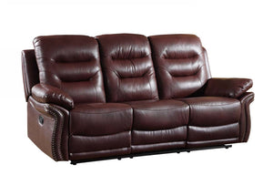 2 PCS BURGUNDY SOFA WITH CONSOLE LOVESEAT #9392