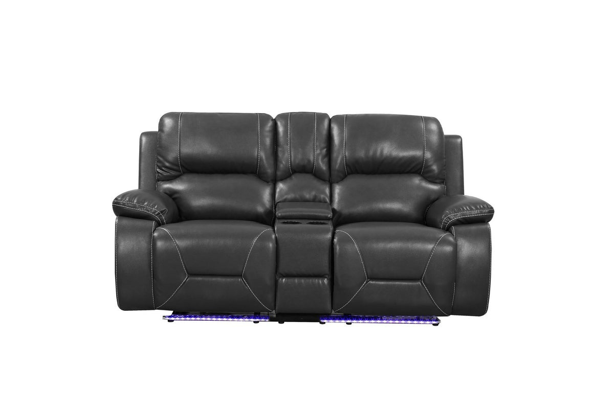 2PCS SET Gray Power Reclining Sofa Love #9422GU