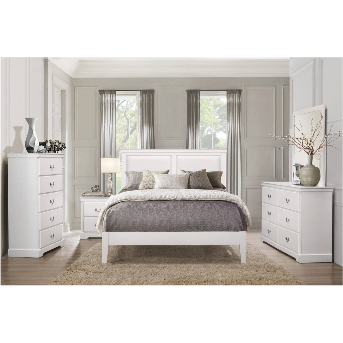 4PCS QUEEN BEDROOM SET #1519WH HM