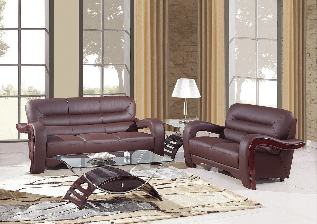 2 PCS BROWN SOFA AND LOVESEAT #992GU
