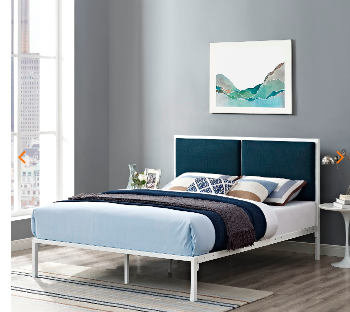 KING BED FRAME MOD-5463-WHI-AZU