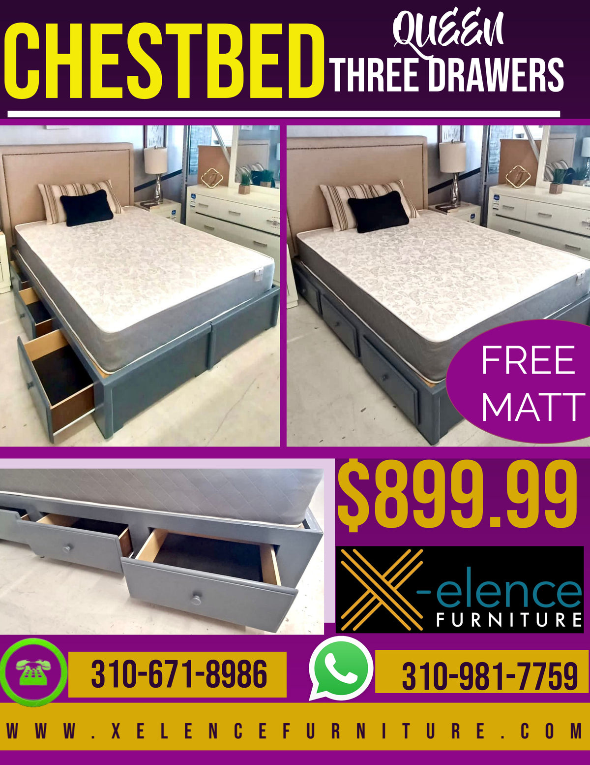 CHEST BED WITH DRAWERS AND FREE MATTRESS