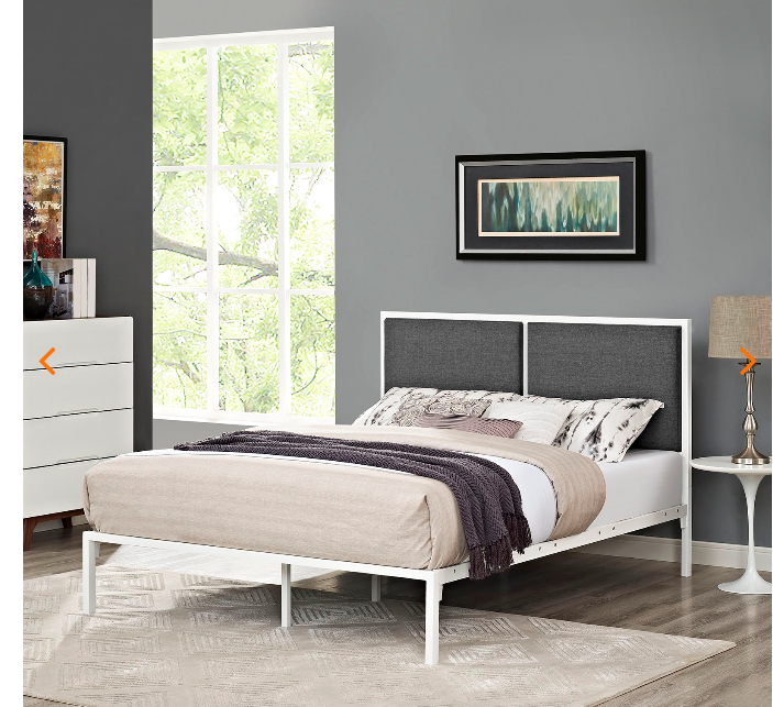 KING BED FRAME MOD-5463-WHI-AZU