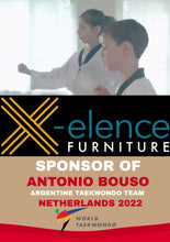 Load image into Gallery viewer, X-ELENCE FURNITURE SPONSOR OF ANTONIO BOUSO-MEMBER OF ARGENTINE TAEKWONDO TEAM IN NETHERLANDS 2022
