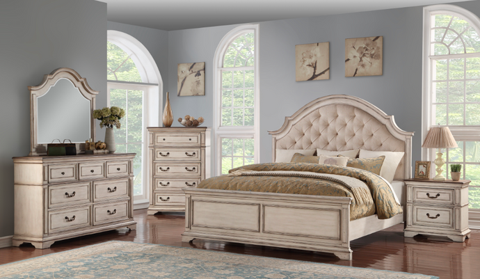 QUEEN BEDROOM SET 4 PC ANASTASIA PADDED-NC