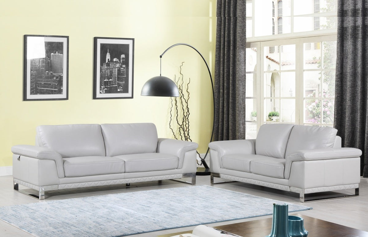 2PCS LIGHT GRAY SOFA AND LOVESEAT #411GU