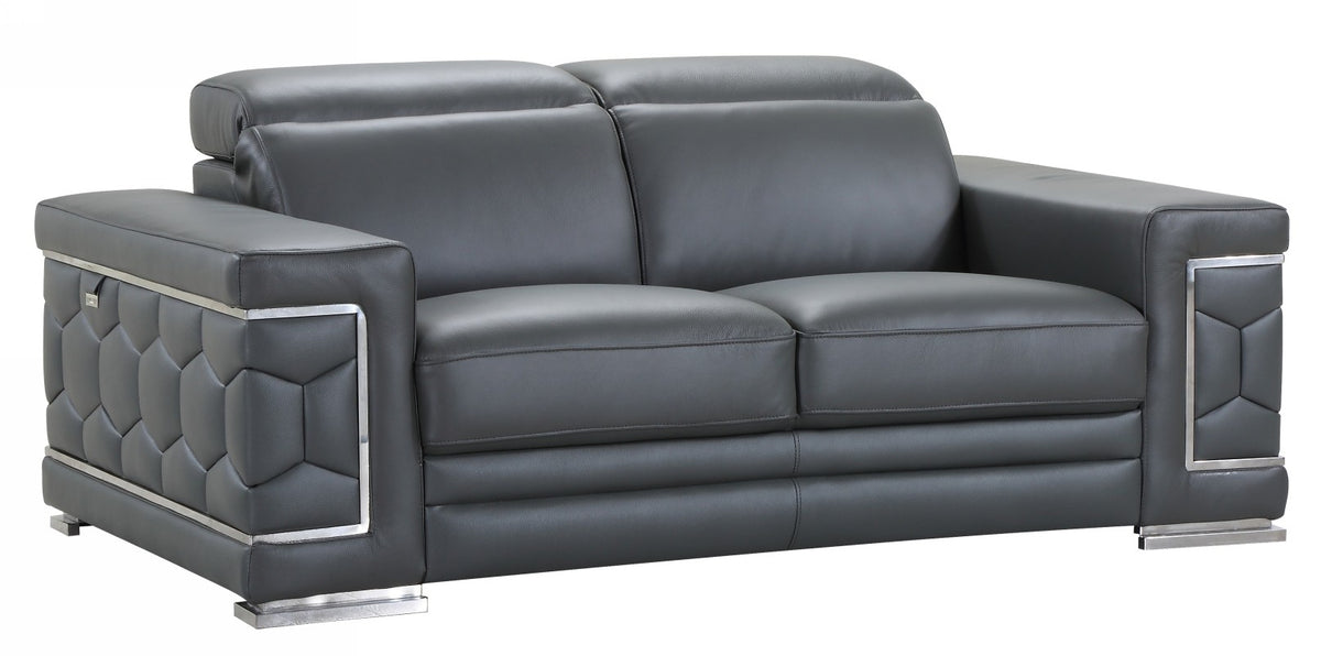 2PCS DARK GRAY SOFA AND LOVESEAT #692GU