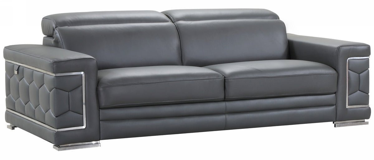 2PCS DARK GRAY SOFA AND LOVESEAT #692GU