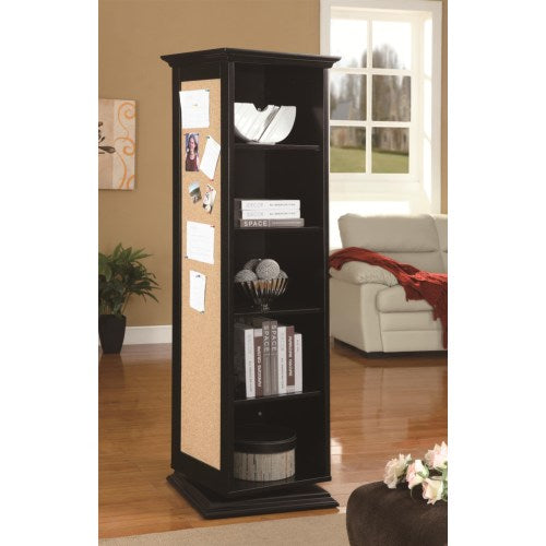 Accent Cabinets Swivel Cabinet with Storage Shelves, Cork Board, and Mirror-COA