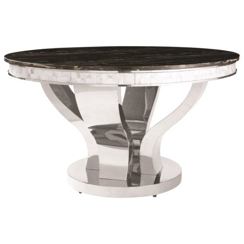 Anchorage Faux Marble Dining Table with Chrome Stainless Steel Base-5 PK-COA