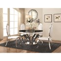 Anchorage Faux Marble Dining Table with Chrome Stainless Steel Base-5 PK-COA