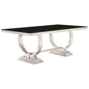 Antoine Stainless Steel Dining Table with Glass Top-ONLY TABLE-COA