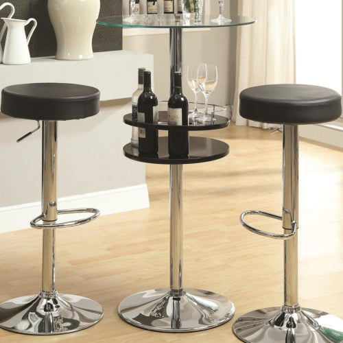 Black Bar Table with Tempered Glass Top and Storage-COA