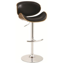 Load image into Gallery viewer, Adjustable Bar Stool with Black Upholstery and Wood Back-COA