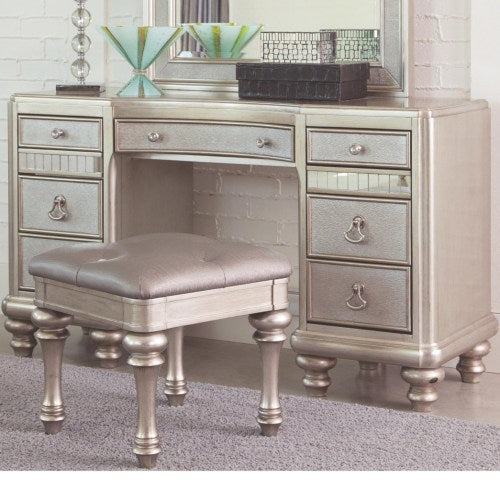 Bling Game Vanity Desk with 7 Drawers and Stacked Bun Feet-COA 204187