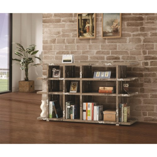 Open Bookcase with Distressed Wood 800848-COA