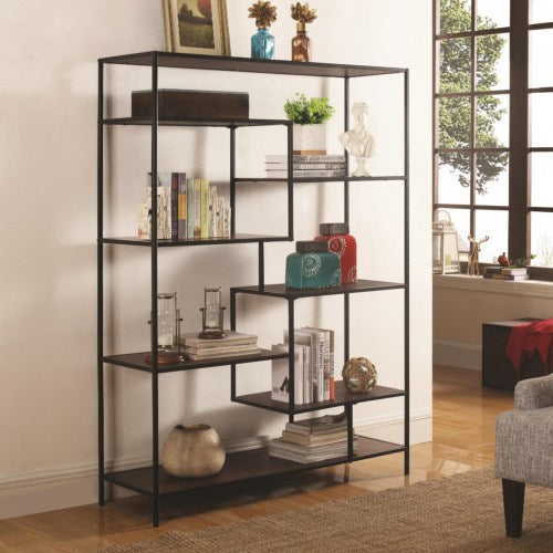 Modern Bookcase with Offset Shelves 801135-COA