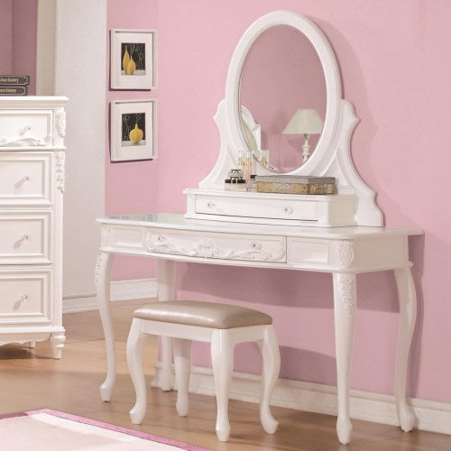 Caroline Vanity Desk and Mirror with Cabriole Legs