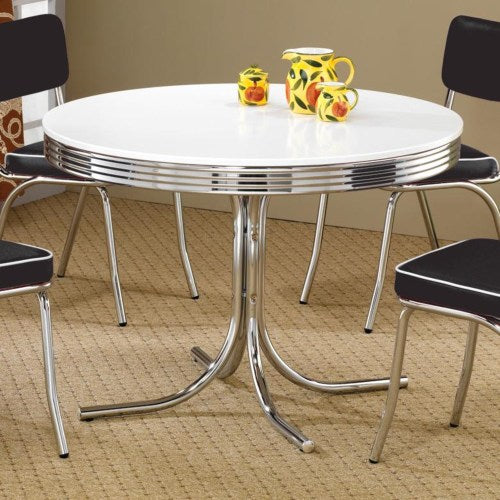 Cleveland Round Chrome Plated Dining Table-COA 2388