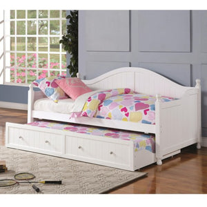 White Wooden Daybed with Trundle 300053-COA