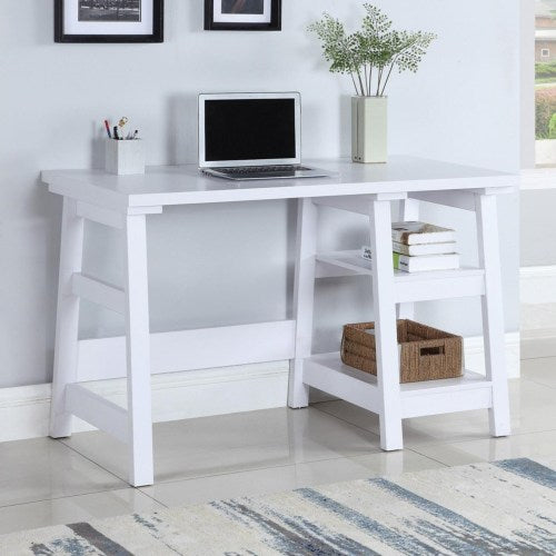 Transitional Writing Desk with Two Shelves