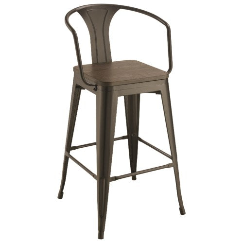 Dining Chairs and Bar Stools Cafe Bar Stool with Wood Seat-COA