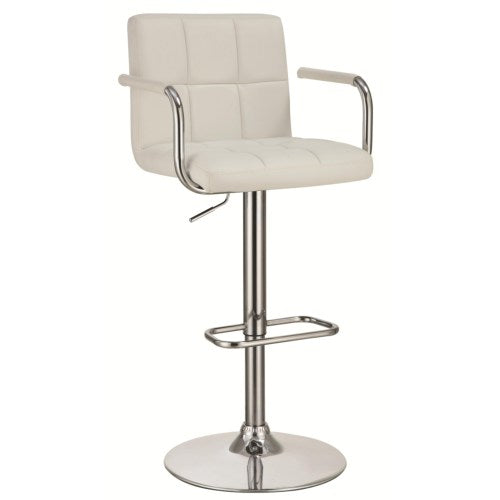 Bar Stools Adjustable Bar Stool with White Upholstery-COA