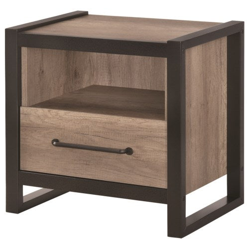 Edgewater Industrial Nightstand with Wide Metal Handle