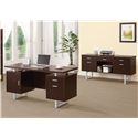 Load image into Gallery viewer, Glavan Contemporary Double Pedestal Office Desk with Metal Sled Legs &amp; Floating Desk Top-COA 801521