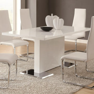 Modern Dining White Dining Table ONLY with Chrome Metal Base-COA