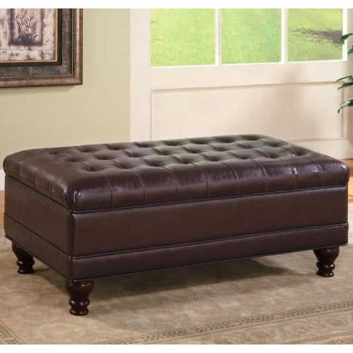 Oversized Faux Leather Storage Ottoman 501041-COA