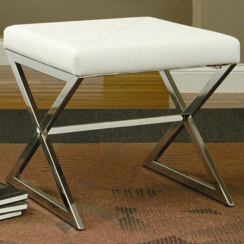 Faux Leather Ottoman with Metal Base 501063-COA