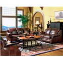 Princeton Rolled Arm Leather Sofa AND LOVESEAT-COA