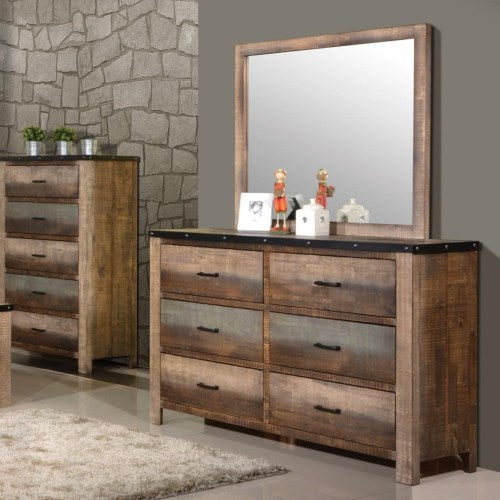 Sembene Rustic Dresser and Mirror Set-COA