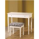 Vanities Contemporary White Lift-Top Vanity with Upholstered Stool-COA