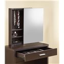 Vanities Glossy Cappuccino Vanity with Hidden Mirror Storage and Lift-Top Stool-COA