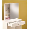 Vanities White Vanity with Hidden Mirror Storage and Lift-Top Stool-COA 300290